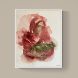 Abstract Watercolor of Mary and Jesus