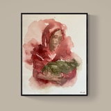 Abstract Watercolor of Mary and Jesus