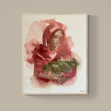 Abstract Watercolor of Mary and Jesus