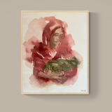 Abstract Watercolor of Mary and Jesus