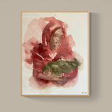 Abstract Watercolor of Mary and Jesus