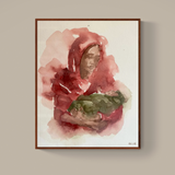 Abstract Watercolor of Mary and Jesus