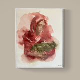 Abstract Watercolor of Mary and Jesus