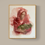 Abstract Watercolor of Mary and Jesus