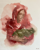 Abstract Watercolor of Mary and Jesus