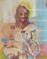 “Christ and The Lamb” 8x10 original acrylic painting
